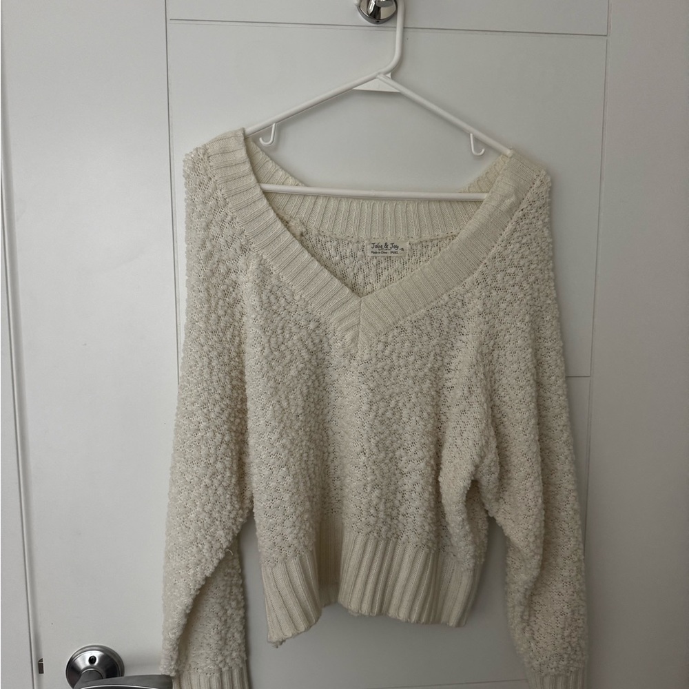 Cozy Cream V-Neck Sweater